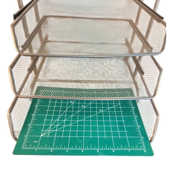Ikea Pull Out 3 Tier Desk Organizer File Tray For Documents Mesh Metal Silver - Picture 3 of 6